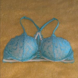 front clasp seafoam green lace bra